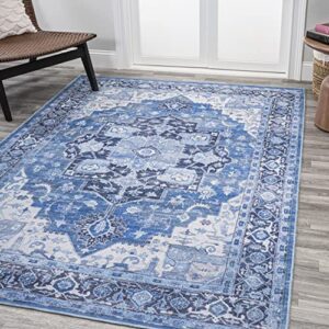 JONATHAN Y WSH109B-3 Maris Ornate Medallion Machine Washable Indoor Bohemian Transitional Area Rug,High Traffic,Kitchen,Living Room,Backyard,Non Shedding,3 X 5,Blue/Navy