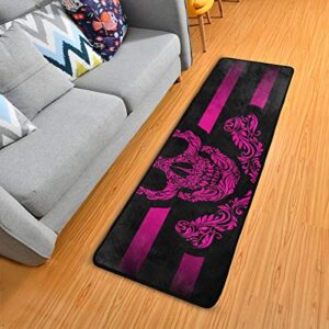 Doormat Area Rug Mat Runner Carpet Red Skull for Bedroom Front Door Kitchen Indoors Home Decoration 72*24inch