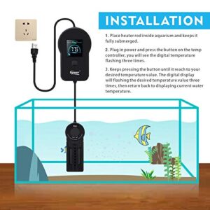 hygger Fast Heating Titanium Aquarium Heater with LED Digital Temp Controller 800W Submersible Fish Heater for 120-180 Gallon Freshwater Tank