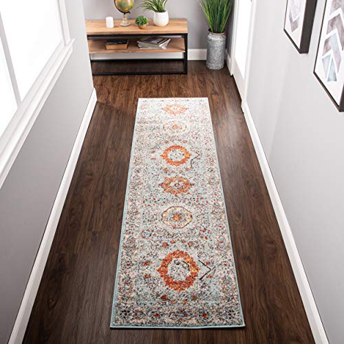 SUPERIOR Idalia Indoor Area Rug, Light Blue, 2' 3" x 8 Runner