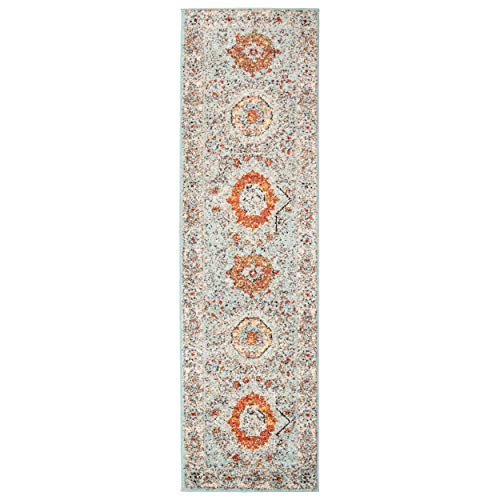 SUPERIOR Idalia Indoor Area Rug, Light Blue, 2' 3" x 8 Runner