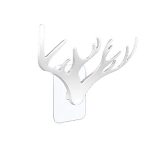 fullgaden upgraded version wall hooks, key holder,decorative deer head hanger organizer rack with adhesive for home or office and kitchen bathrooms lavatory closets, white