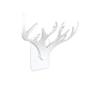 Fullgaden Upgraded Version Wall Hooks, Key Holder,Decorative Deer Head Hanger Organizer Rack with Adhesive for Home or Office and Kitchen Bathrooms Lavatory Closets, White