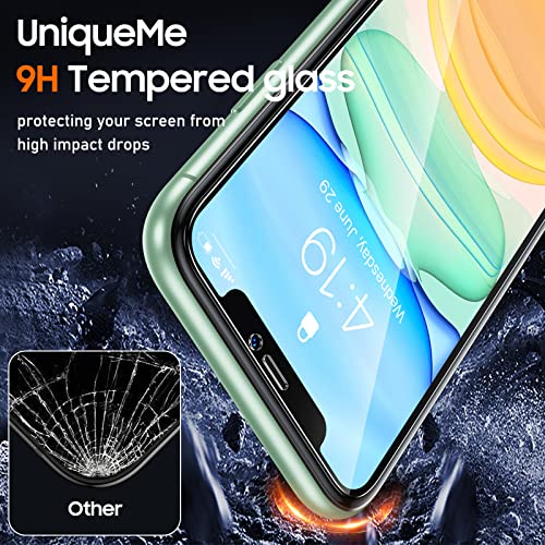 UniqueMe for iPhone 11 Screen Protector, [2+2 Pack] 2 Tempered Glass and 2 Camera Lens Protector 9H Hardness [Precise Cutout] Bubble Free - Clear