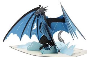 ice dragon - 3d pop up greeting card for all occasions - birthday, love, christmas, goodluck, congrats, get well - blank inside for personalized - amazing, fun, happy gift - thick envelope, fold flat
