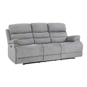 lexicon betong power double reclining sofa, smoke grey