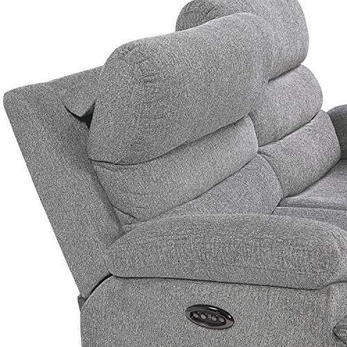 Lexicon Betong Power Double Reclining Sofa, Smoke Grey