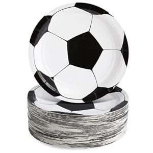 80-pack soccer paper plates for sports themed birthday party supplies (7 in)