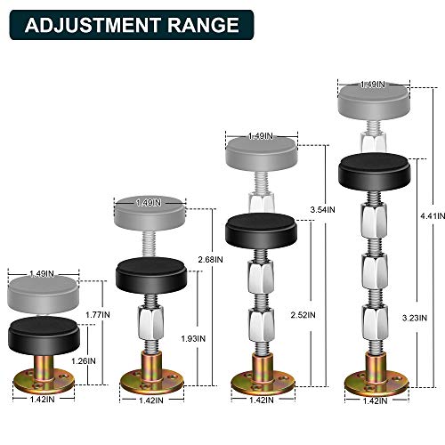 Krisler Adjustable Threaded Bed Frame Anti-Shake Tool for Bed, Headboard stoppers, Bedside Headboards Prevent loosening Anti-Shake Fixer, 4pc, 30-112mm, Easy Install