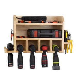 simesove power tools storage,drill charging station,power tool charging station,drill storage,5 drill hanging slots,wall mounted tool storage organizer,cordless drill organizer,screwdriver cordless drill organizer wooden,father's day gift