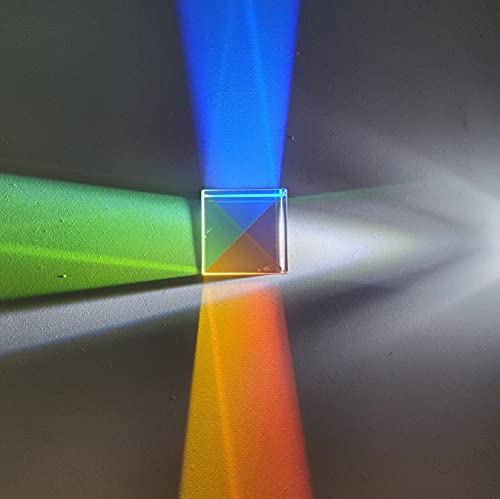 Labnique 20 mm Glass Cube Prism, RGB Dispersion Prism, X-Cube, Dichroic Cube, for Teaching of Optics, Photo Effects, and Decoration