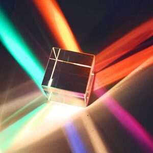 Labnique 20 mm Glass Cube Prism, RGB Dispersion Prism, X-Cube, Dichroic Cube, for Teaching of Optics, Photo Effects, and Decoration