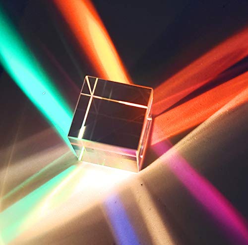 Labnique 20 mm Glass Cube Prism, RGB Dispersion Prism, X-Cube, Dichroic Cube, for Teaching of Optics, Photo Effects, and Decoration