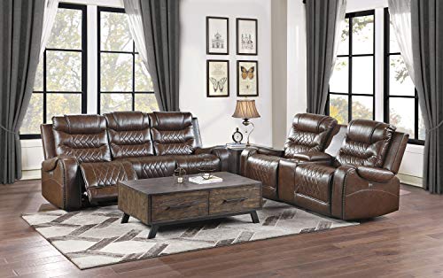 Lexicon Noura Power Double Reclining Sofa, Brown