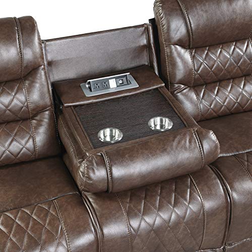 Lexicon Noura Power Double Reclining Sofa, Brown