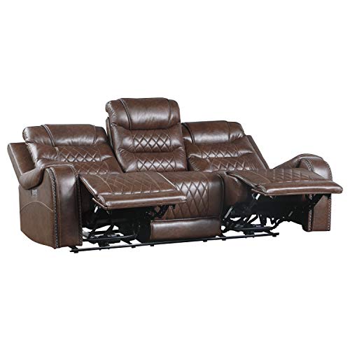 Lexicon Noura Power Double Reclining Sofa, Brown