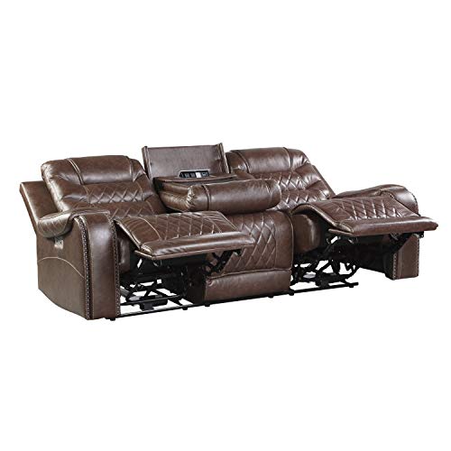 Lexicon Noura Power Double Reclining Sofa, Brown