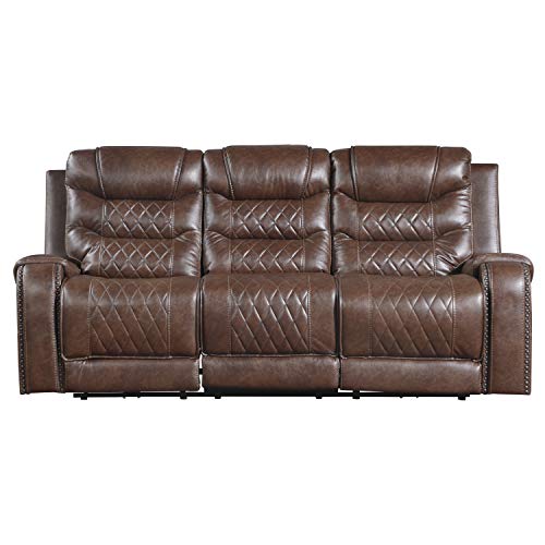 Lexicon Noura Power Double Reclining Sofa, Brown