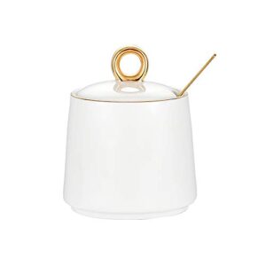 lionwei lionweli white sugar bowl dispenser salt container ceramic sugar bowl with lid and spoon for home and kitchen