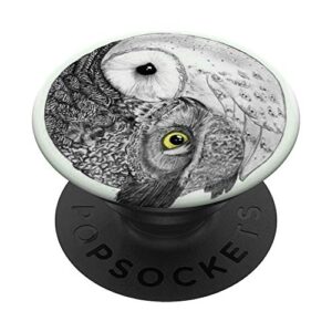 cute yin yang feathers birds owls light darkness gift popsockets popgrip: swappable grip for phones & tablets