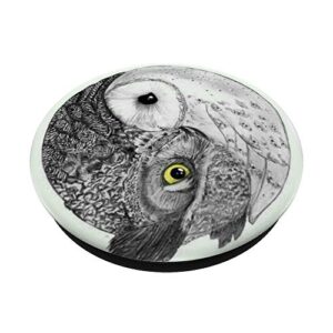 Cute Yin Yang Feathers Birds Owls Light Darkness gift PopSockets PopGrip: Swappable Grip for Phones & Tablets