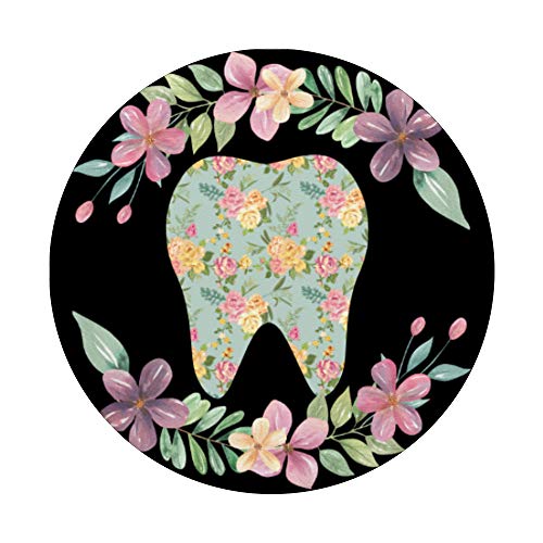 Dental Assistant Gift Hygienists Flower Power Floral Tooth PopSockets Grip and Stand for Phones and Tablets