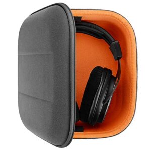 geekria shield case for large-sized over-ear headphones, replacement protective hard shell travel carrying bag with cable storage, compatible with shure srh840, srh440 (microfiber grey)