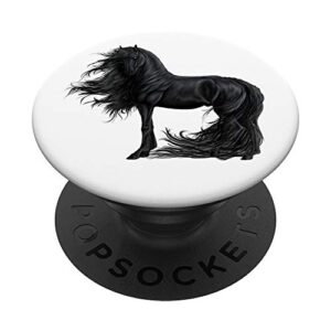 horse paint - friesian horse rider birthday gift equestrian popsockets popgrip: swappable grip for phones & tablets