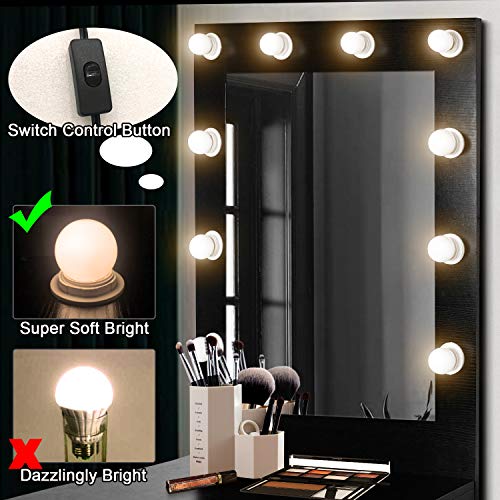 YEEGO DIRECT Vanity Desk with Mirror 11 Lights Bulbs,Makeup Vanity and Table Set for Table Dresser Desk for Women, Girls, Bedroom (Black)