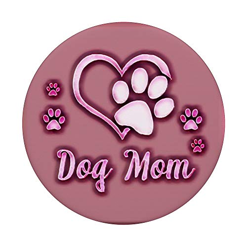Dog Mom Gift Cute Dog Paw Print Heart Black Pink PopSockets Swappable PopGrip