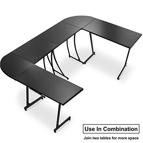 SUPER DEAL L-Shaped Corner Desk Computer Gaming Desk - Modern Home PC Table Office Writing Workstation, Black