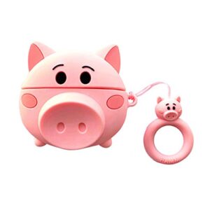 pig airpods pro case,cute 3d funny cartoon pig character silicone airpod pro cover,kawaii fun lovely design skin,cases for girls kids teens boys air pods pro (pig)