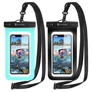 𝐒𝐲𝐧𝐜𝐰𝐢𝐫𝐞 waterproof phone pouch [2-pack] - universal ipx8 waterproof phone case dry bag with lanyard for iphone 14/13/12/11 pro xs max xr x 8 7 6 samsung s22 s20 and more up to 7 inches