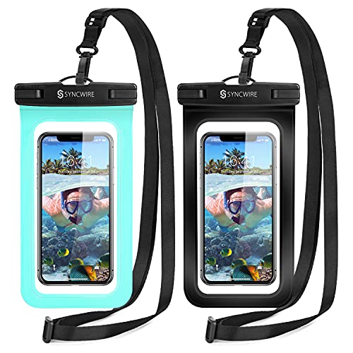 𝐒𝐲𝐧𝐜𝐰𝐢𝐫𝐞 Waterproof Phone Pouch [2-Pack] - Universal IPX8 Waterproof Phone Case Dry Bag with Lanyard for iPhone 14/13/12/11 Pro XS MAX XR X 8 7 6 Samsung S22 S20 and More Up to 7 Inches