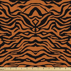 ambesonne safari fabric by the yard, illustration of tiger skin pattern tropical jungle elements continued, decorative fabric for upholstery and home accents, 1 yard, orange charcoal