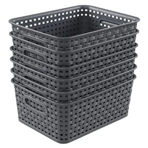 neadas plastic weave storage bins, plastic storage basket bin, 6 packs