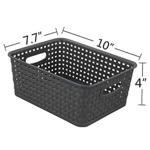 Neadas Plastic Weave Storage Bins, Plastic Storage Basket Bin, 6 Packs