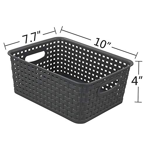 Neadas Plastic Weave Storage Bins, Plastic Storage Basket Bin, 6 Packs