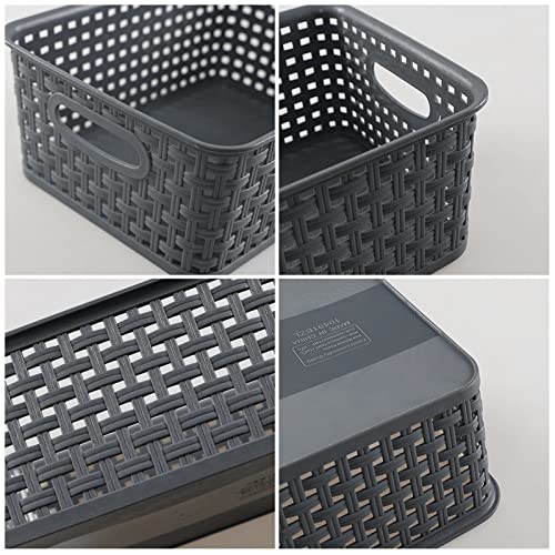 Neadas Plastic Weave Storage Bins, Plastic Storage Basket Bin, 6 Packs