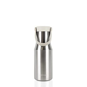 locknlock metro bottle double-wall insulated stainless steel with silicone handle, 16 oz, silver