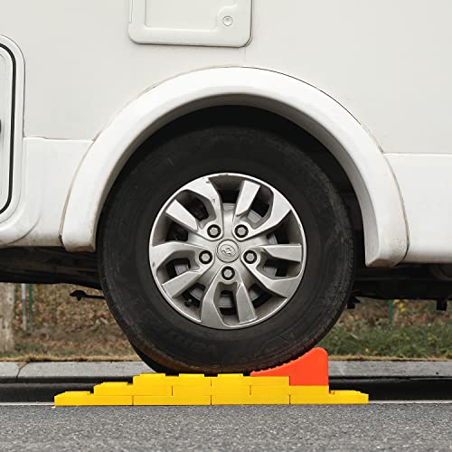 Homeon Wheels RV Leveling Blocks, One Top Tire Wheel Chock and 9 Pack Interlocking Leveling Blocks with Carrying Bag, Heavy Duty Camper Leveling Blocks and Chocks Anti-Slip Pads Design (WH-303)