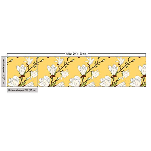 Ambesonne Floral Fabric by The Yard, Retro Magnolia Tree Branch Flourishing Fragrance Blossoms Pattern Print, Decorative Fabric for Upholstery and Home Accents, 1 Yard, Mustard Brown