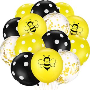 48 pieces happy bee day balloons latex polka dots balloons gold confetti balloons bee printed balloons garland for bee baby shower birthday party decorations