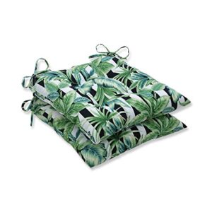 pillow perfect outdoor/indoor freemont palmetto tufted seat cushions (square back), 19" x 18.5", black 2 count
