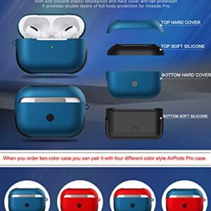 AirPods Pro Case Cover with Lanyard, Luxury AirPod Pro Cover Compatible Apple AirPods Pro Charging Case, Soft Silicone + Hard Shell Dual Layer Protective Case for AirPods Pro Accessories (Blue)