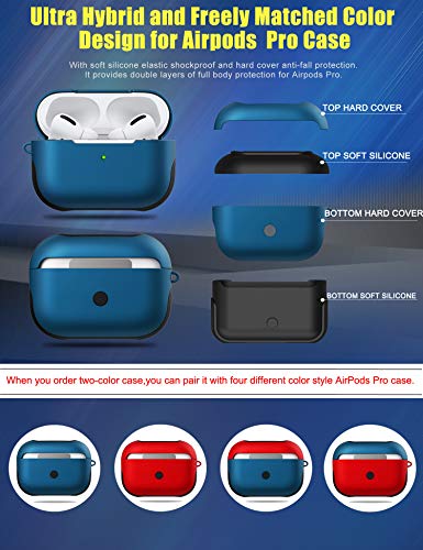 AirPods Pro Case Cover with Lanyard, Luxury AirPod Pro Cover Compatible Apple AirPods Pro Charging Case, Soft Silicone + Hard Shell Dual Layer Protective Case for AirPods Pro Accessories (Blue)