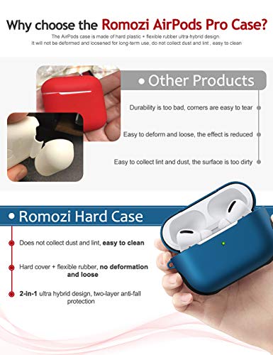 AirPods Pro Case Cover with Lanyard, Luxury AirPod Pro Cover Compatible Apple AirPods Pro Charging Case, Soft Silicone + Hard Shell Dual Layer Protective Case for AirPods Pro Accessories (Blue)