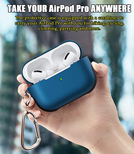 AirPods Pro Case Cover with Lanyard, Luxury AirPod Pro Cover Compatible Apple AirPods Pro Charging Case, Soft Silicone + Hard Shell Dual Layer Protective Case for AirPods Pro Accessories (Blue)