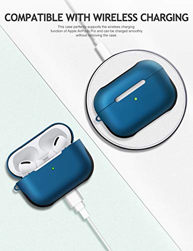 AirPods Pro Case Cover with Lanyard, Luxury AirPod Pro Cover Compatible Apple AirPods Pro Charging Case, Soft Silicone + Hard Shell Dual Layer Protective Case for AirPods Pro Accessories (Blue)