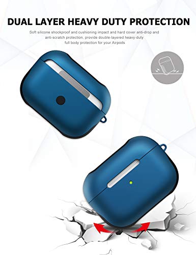 AirPods Pro Case Cover with Lanyard, Luxury AirPod Pro Cover Compatible Apple AirPods Pro Charging Case, Soft Silicone + Hard Shell Dual Layer Protective Case for AirPods Pro Accessories (Blue)